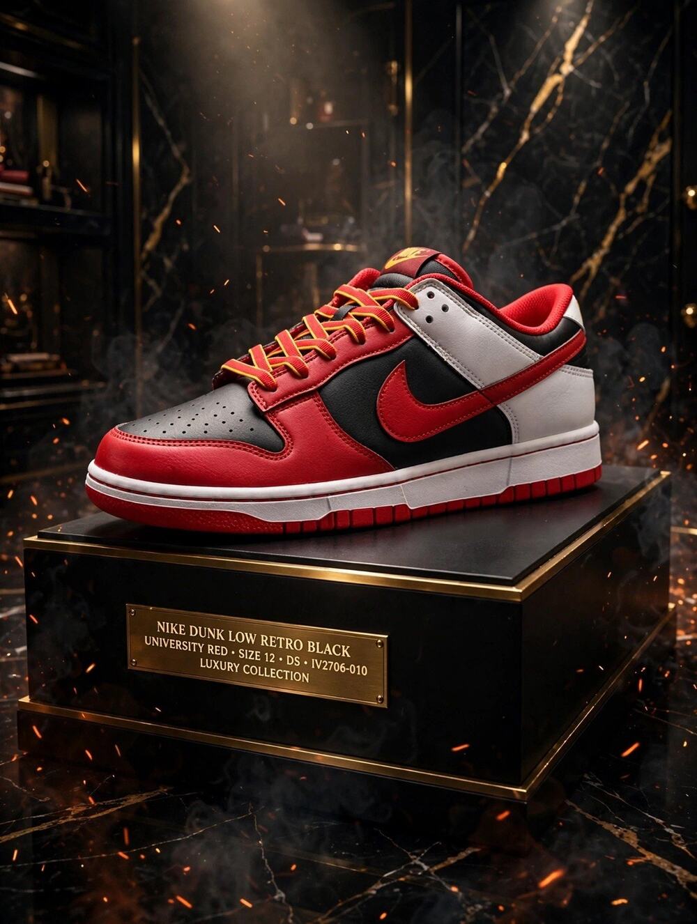 Size 12 Dunk Low Retro "Black / University Red" — IV2706-01 OG BOX